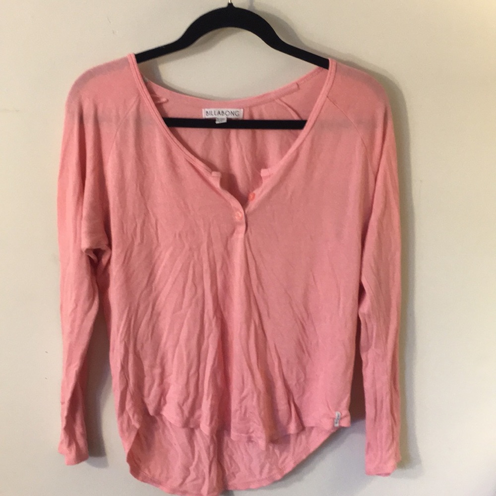 BILLABONG SALMON PINK BUTTON UP LONG SLEEVE SIZE S